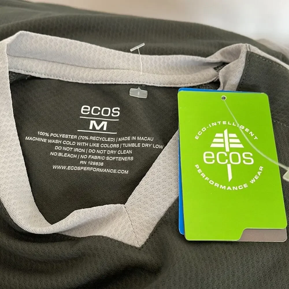 ecos Performance Wear Short Sleeve V-Neck  T-Shirt Black Gray  Size S M NWT - Picture 7 of 11